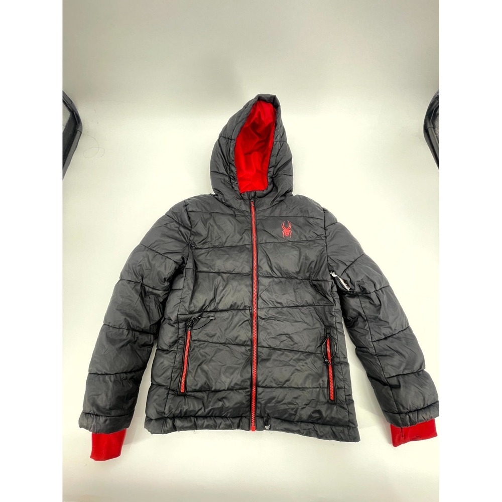 Spyder Nexus ThermaWeb XT Insulated Puffer Jacket Youth M10/12 Black Hooded Logo